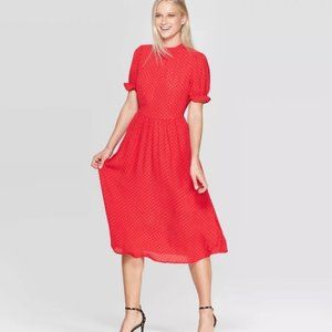 NWOT - Who What Wear - Target Red Polka Dot Midi Dress